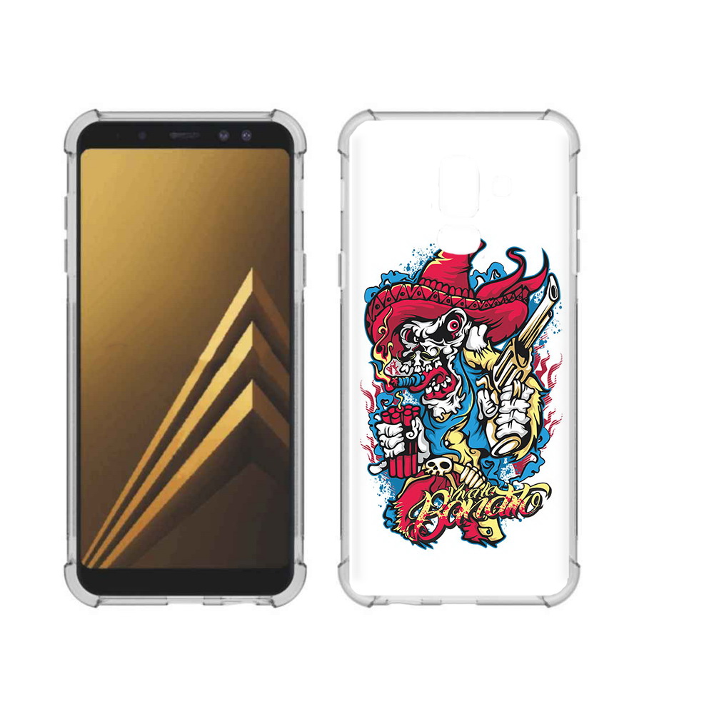 

Чехол MyPads Tocco для Samsung Galaxy A6+ (2018) нарисованный скелет с писталетом, Прозрачный, Tocco