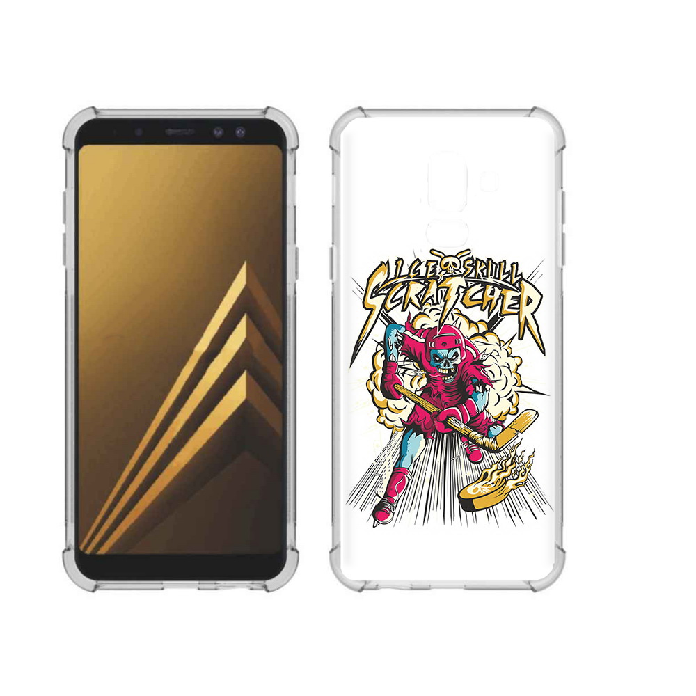 Чехол MyPads Tocco для Samsung Galaxy A6+ (2018) нарисованный скелет хоккеист