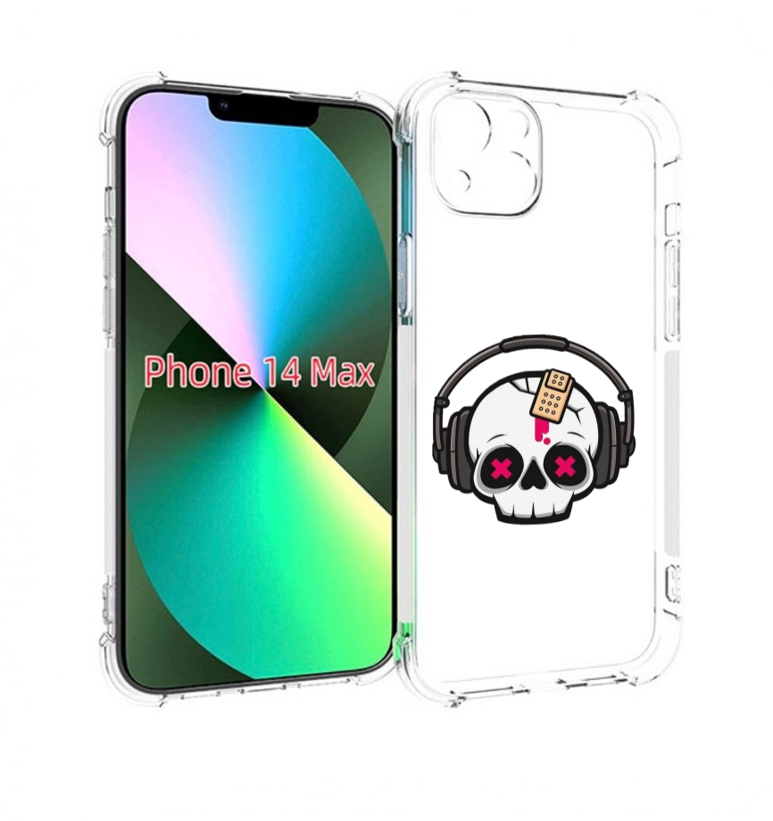 

Чехол MyPads черепок в наушниках для iPhone 14 Plus (6.7), Прозрачный, Tocco