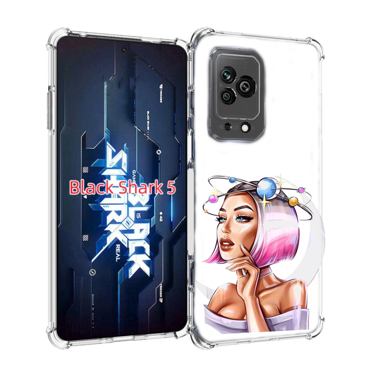 

Чехол MyPads девушка-с-планетами-на-голове женский для Xiaomi Black Shark 5, Прозрачный, Tocco
