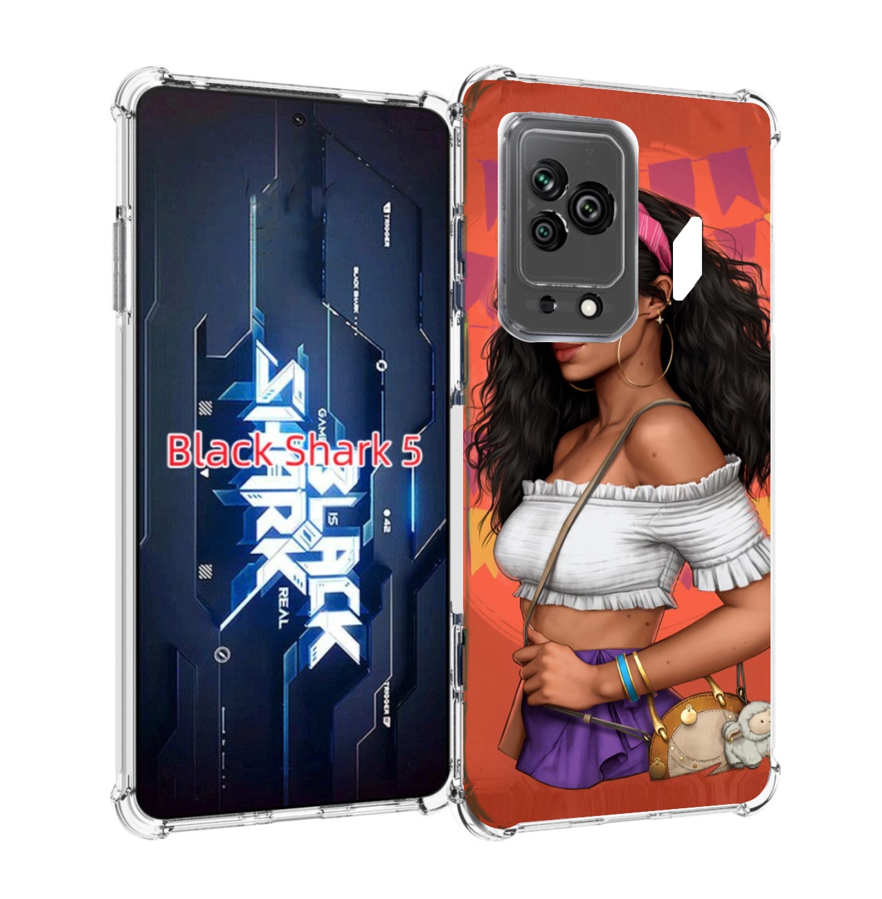 Чехол MyPads девушка-с-сумкой-мулатка женский для Xiaomi Black Shark 5 Tocco
