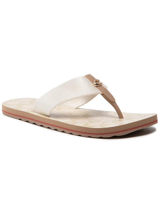 

Шлепанцы Zoe Webbed Flip Flop C2978 Coach бежевый 36,5 EU, Zoe Webbed Flip Flop C2978