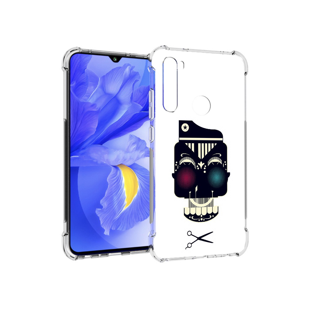 

Чехол MyPads Tocco для Xiaomi Redmi Note 8T черно белый скелет с яркими глазами, Прозрачный, Tocco