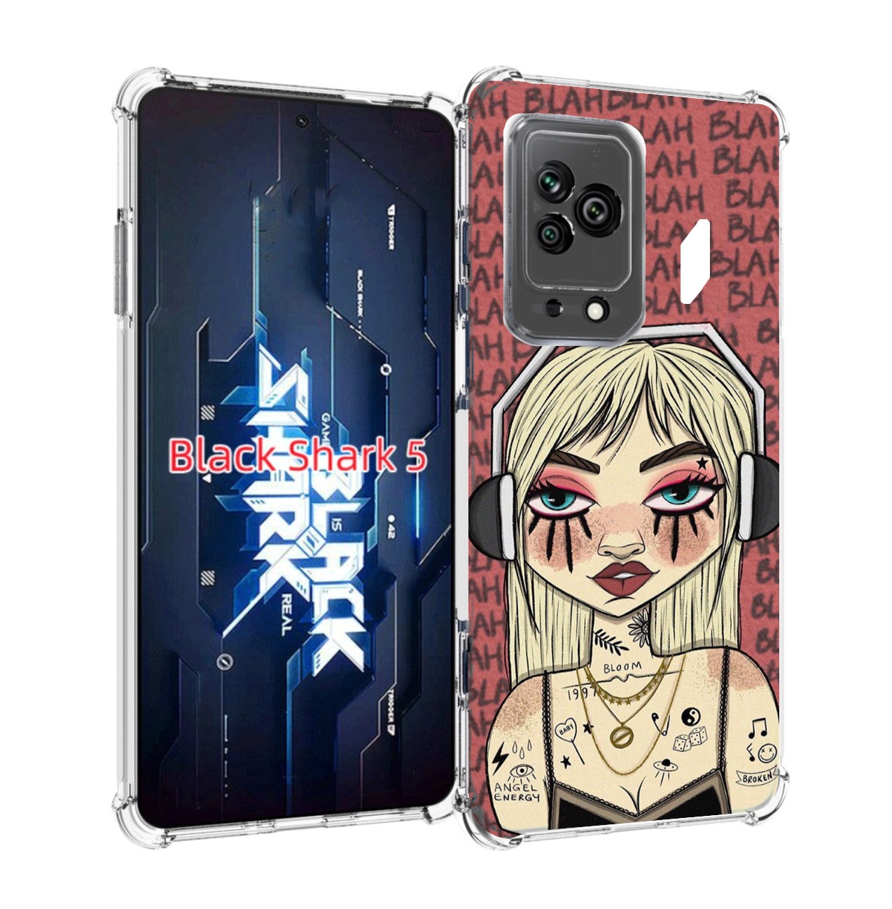 

Чехол MyPads дерзкая-девушка-в-наушниках женский для Xiaomi Black Shark 5, Прозрачный, Tocco