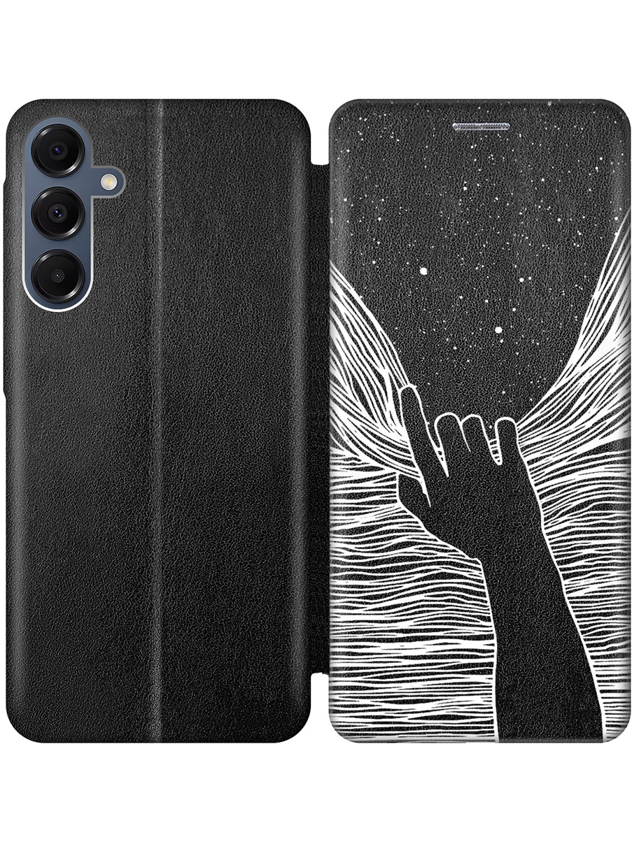 

Чехол-книжка на Samsung Galaxy A16 с принтом "Рука и нити" черный, 786721741