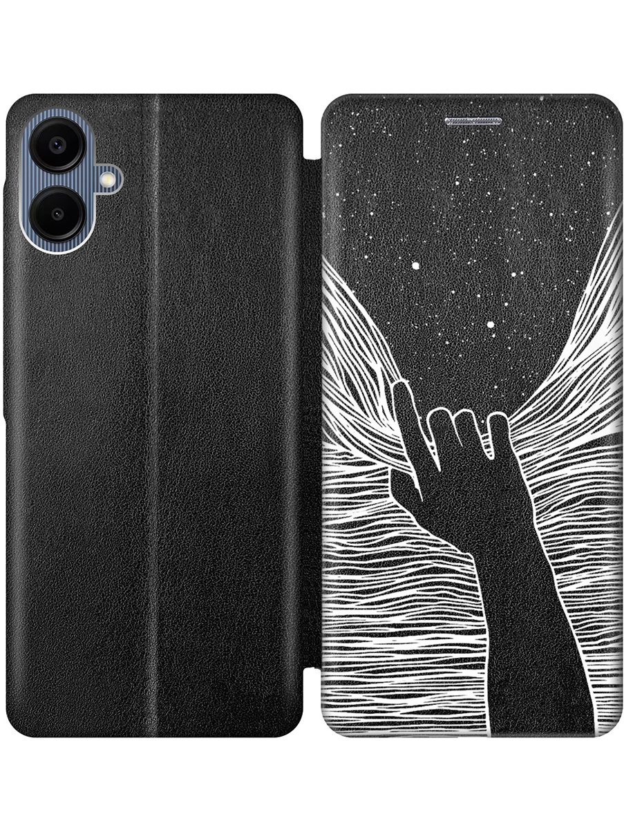 

Чехол-книжка на Samsung Galaxy A06 с принтом "Рука и нити" черный, 786717541