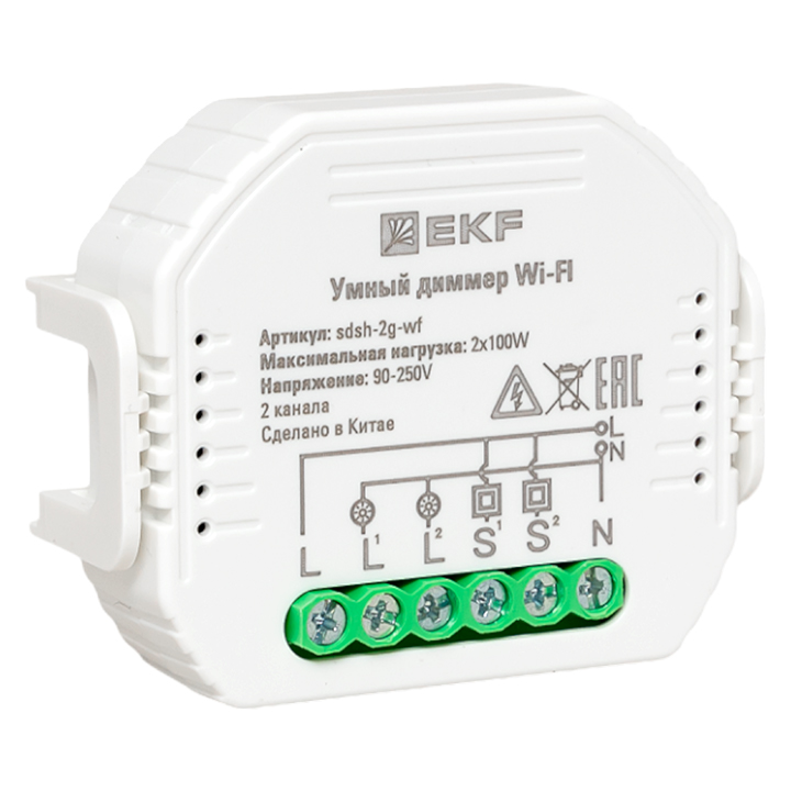 фото Умный диммер в подрозетник 2-канальный wi-fi ekf connect sdsh-2g-wf