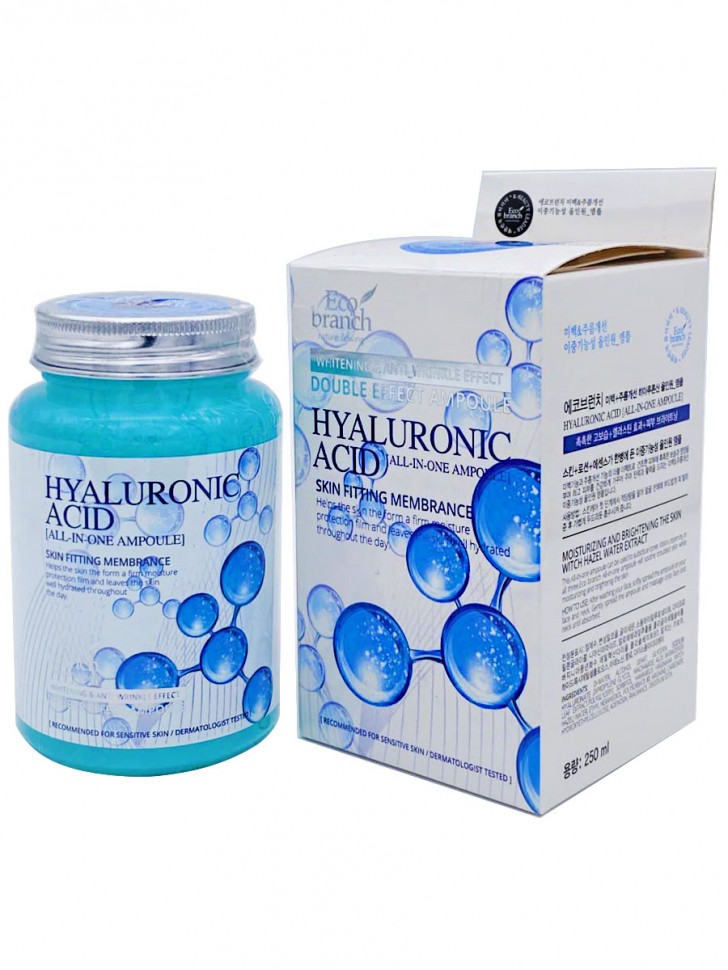 фото Сыворотка для лица с коллагеном eco branch hyaluronic acid all in one ampoule, 250 мл