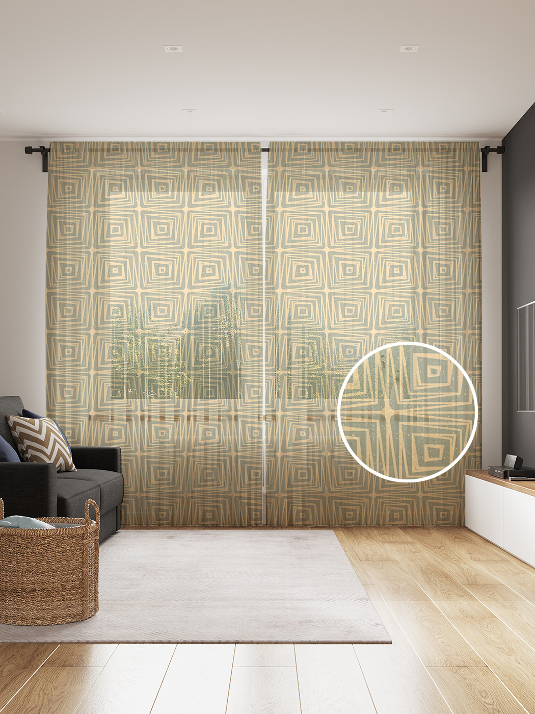 

Фототюль JoyArty "Орнамент зентангл гранж", 145x265см, 2 полотна, лента, 50 крючков, Орнамент зентангл гранж