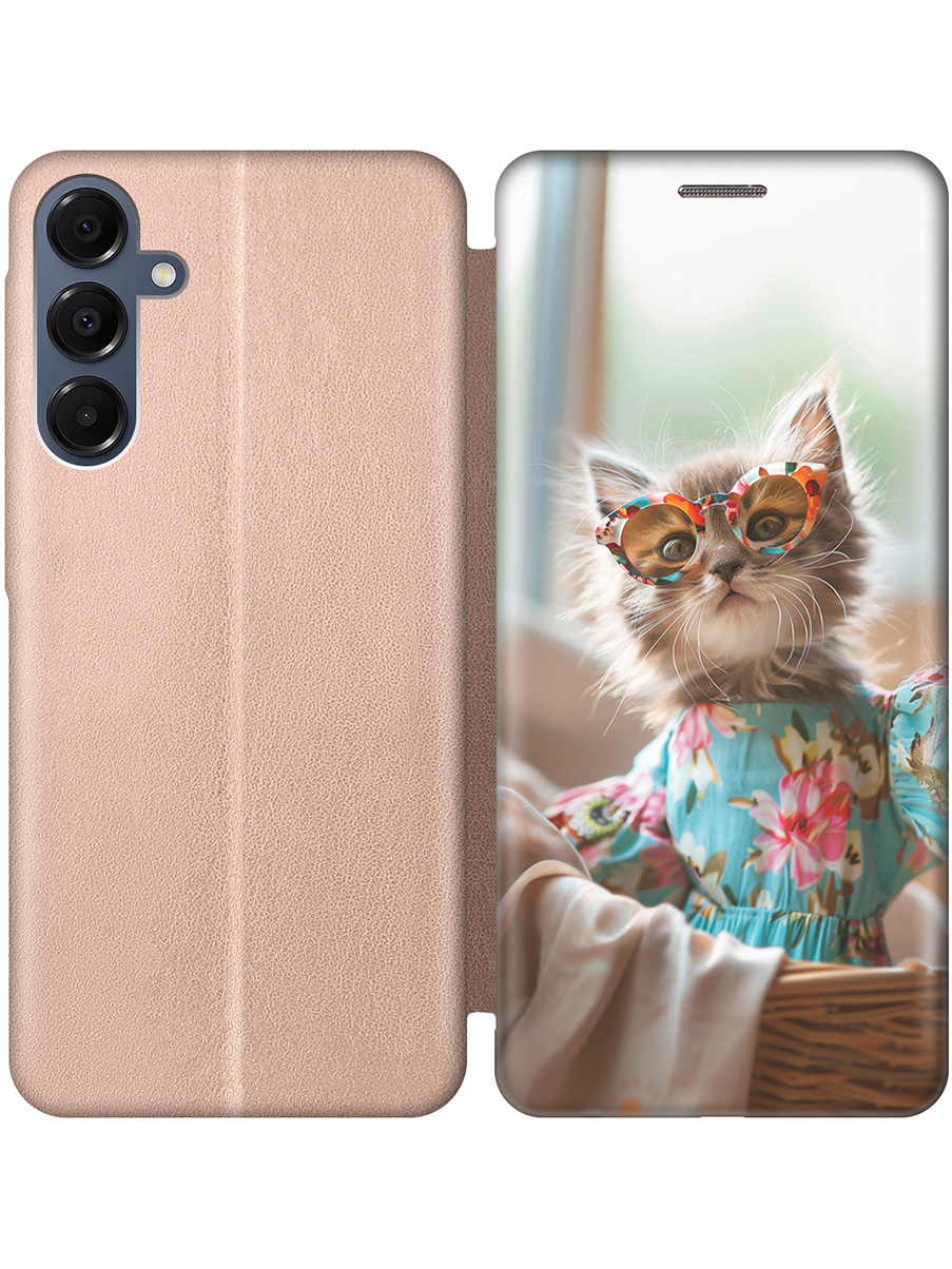 

Чехол-книжка на Samsung Galaxy A16 с принтом "Кошечка в голубом платье" золотой, Золотистый;белый;голубой;серый, 786721711
