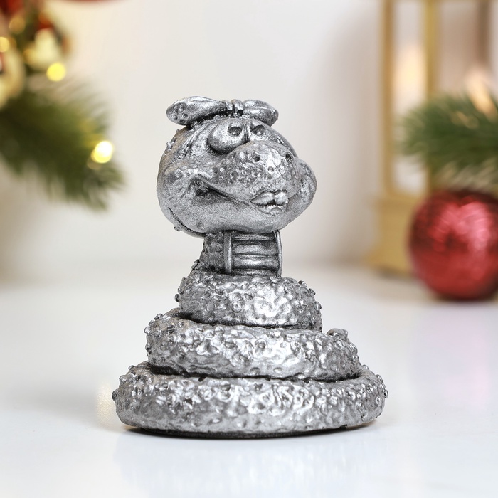 

Фигура "Змея-домохозяйка" 8,5х7х7см, серебро, Серебристый