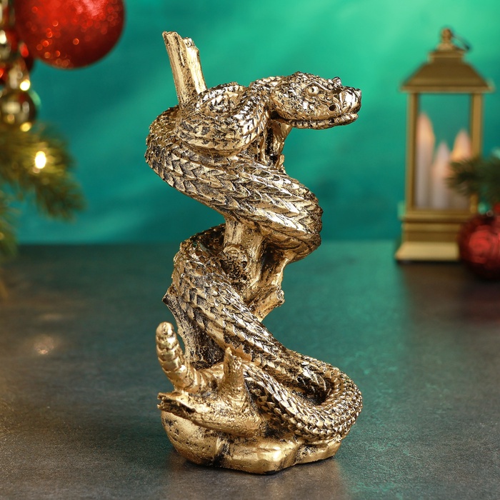 

Фигура "Змея на ветке" 7х10х15см, золото, Золотистый