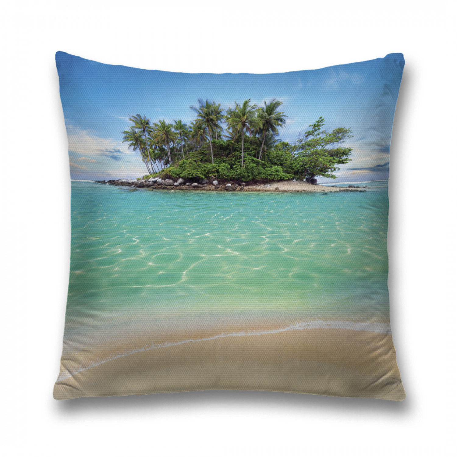 

Наволочка декоративная JoyArty "Остров в море" на молнии, 45x45 см, Голубой, Остров в море