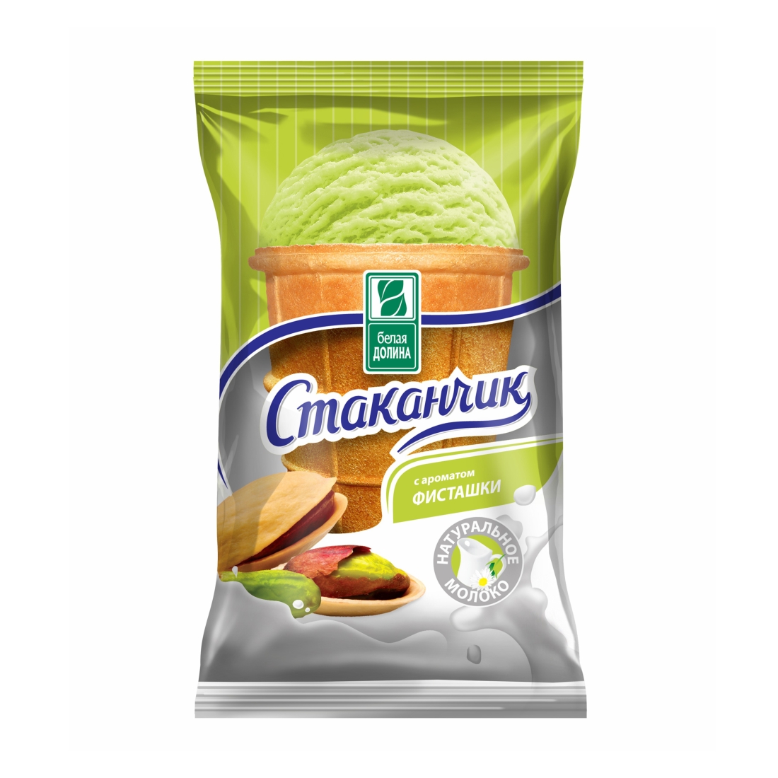 

Мороженое сливочное Белая долина с ароматом фисташки 8% сзмж 70 г