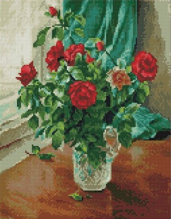 

PaintBoy Алмазная вышивка Алые розы у окна VA416, 40x50 см