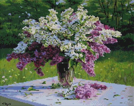 

PaintBoy Алмазная вышивка Букет сирени на столе UA155, 40x50 см