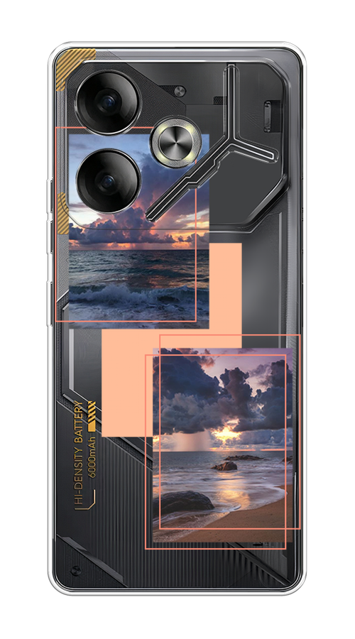 

Чехол на Tecno Pova 6 "Sky collage", Розовый;прозрачный;синий, 305350-1