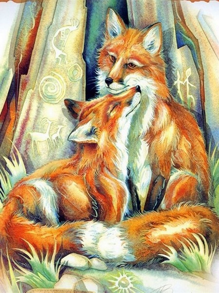 

PaintBoy Алмазная вышивка Влюбленные лисички VA323, 40x50 см