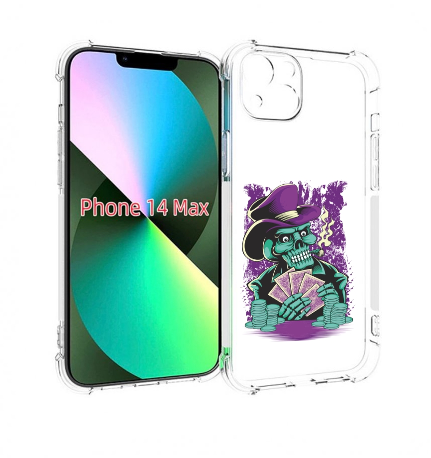 

Чехол MyPads зеленый череп с картами для iPhone 14 Plus (6.7), Прозрачный, Tocco
