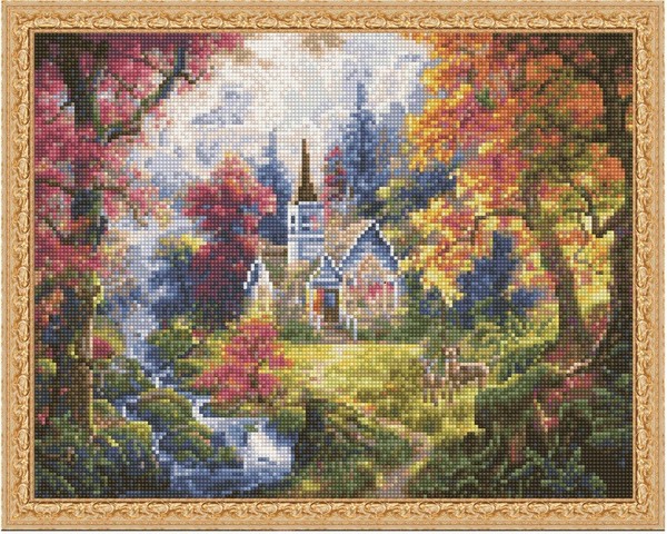 

PaintBoy Алмазная вышивка Домик у горного ручья VA308, 40x50 см