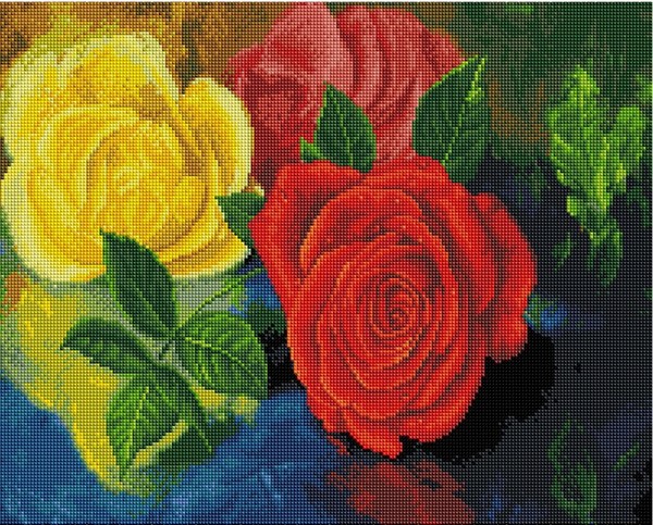 

PaintBoy Алмазная вышивка Желтая и красная розы UA413, 40x50 см