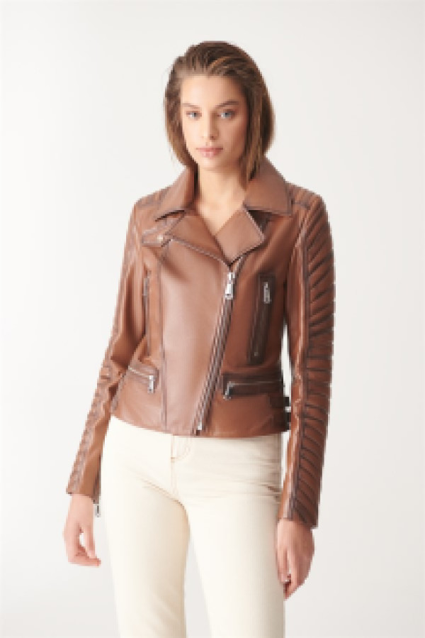 Кожаная куртка женская Black Noble 342 коричневая XL (доставка из-за рубежа)