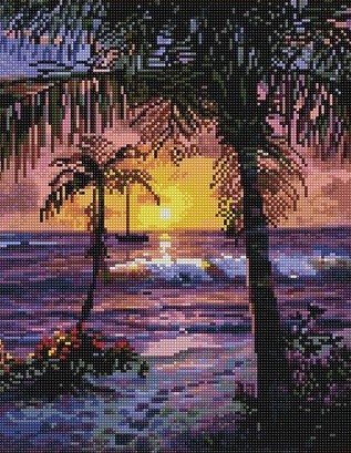 

PaintBoy Алмазная вышивка Красивый закат с пальмами VA348, 40x50 см