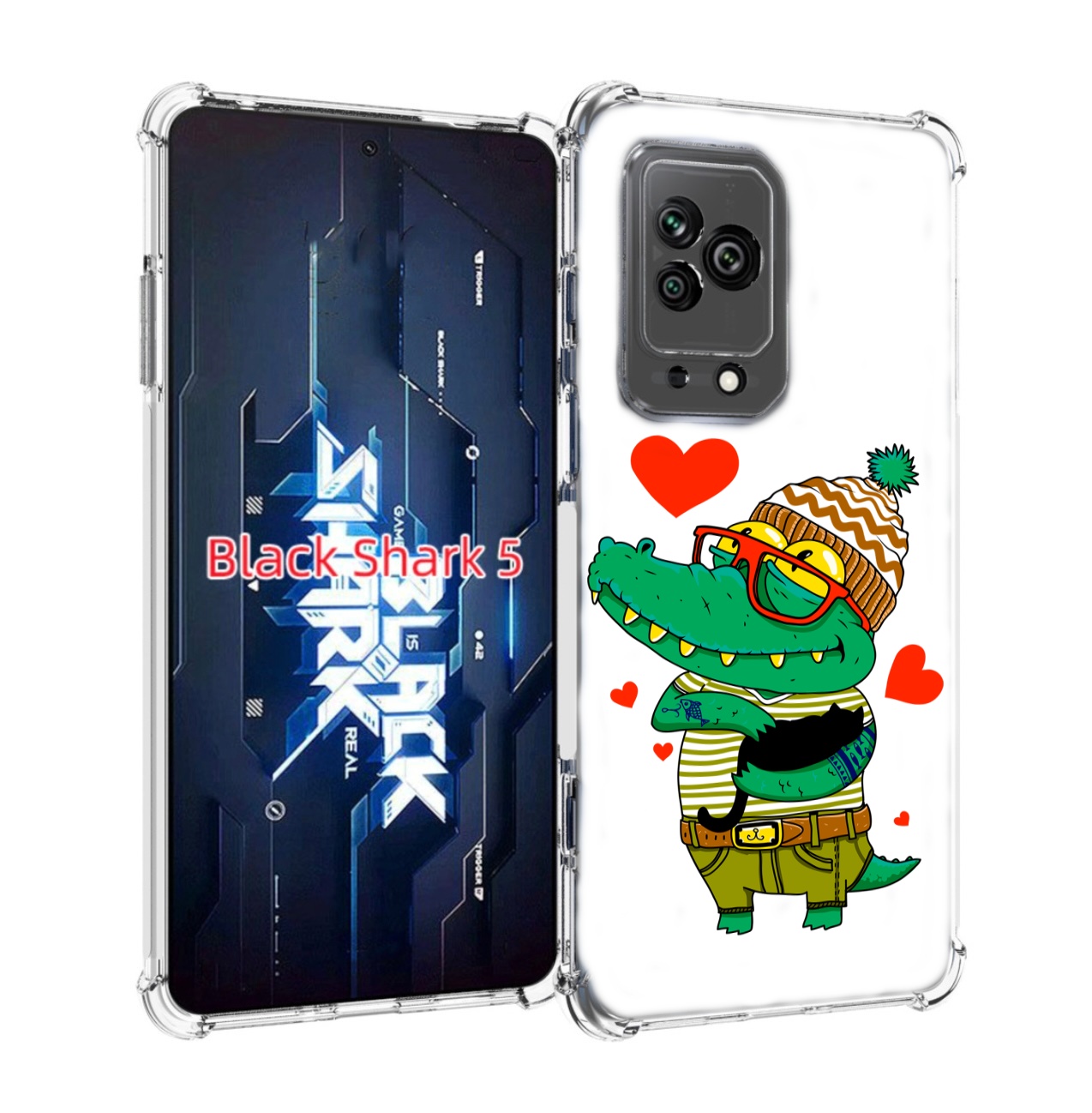 

Чехол MyPads зеленый-крокодильчик-в-красной-оправе для Xiaomi Black Shark 5, Прозрачный, Tocco