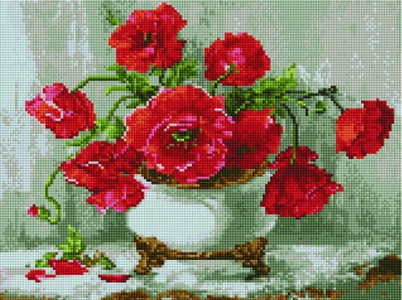 

PaintBoy Алмазная вышивка Маки в белой вазе EF945, 30x40 см