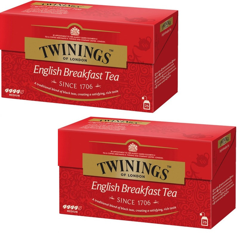 Чая черный Twinings English Breakfast, 2 шт х 25 пакетиков