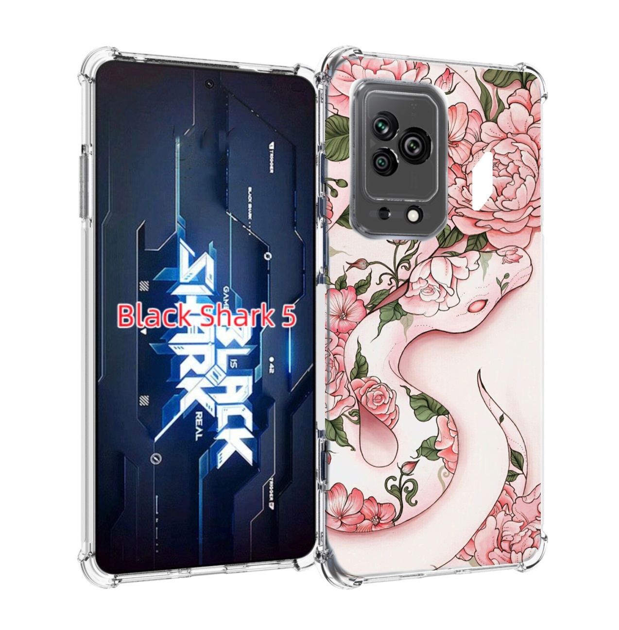 

Чехол MyPads змея-в-розовых-цветах женский для Xiaomi Black Shark 5, Прозрачный, Tocco