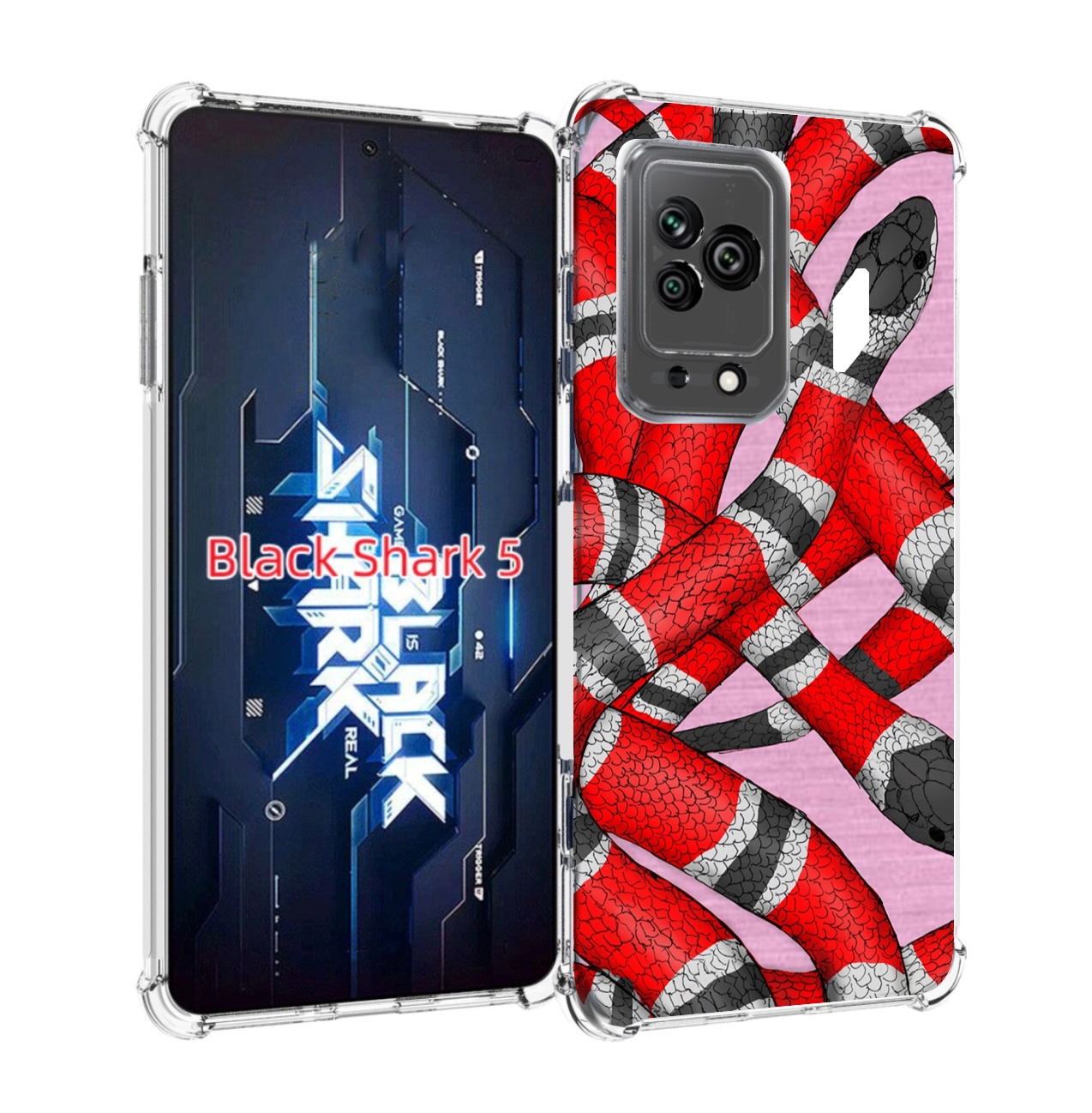 

Чехол MyPads змея-красно-черно-белый для Xiaomi Black Shark 5, Прозрачный, Tocco