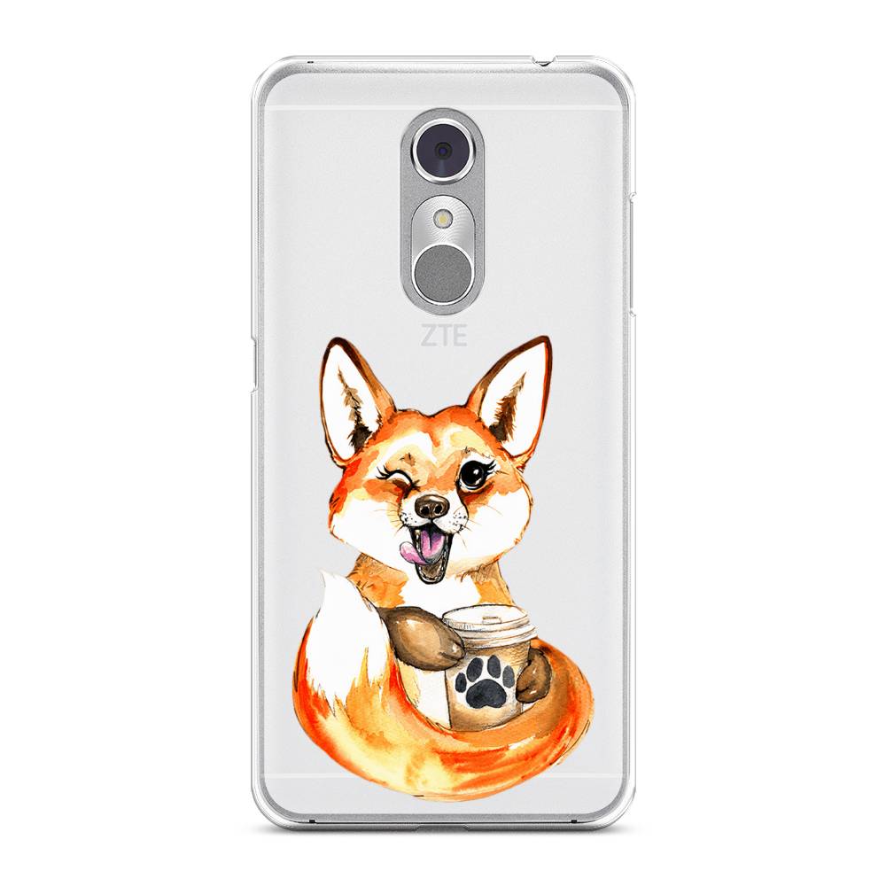 

Чехол на ZTE Blade A910 "Подмигивающая лиса с кофе", Оранжевый;белый;коричневый, 131850-4