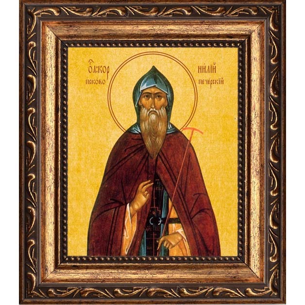 

Корнилий Псково-Печерский Преподобомученик, игумен. Икона на холсте.