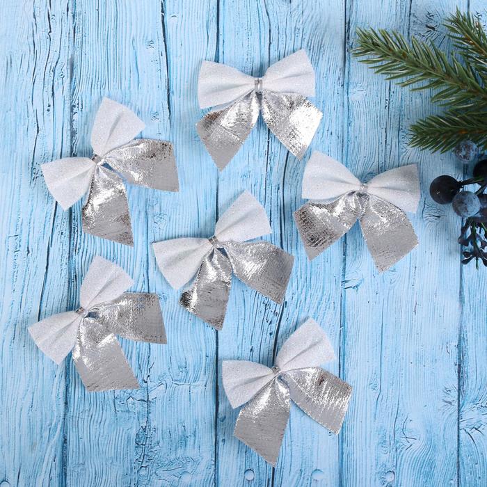 

Елочная Игрушка бант Зимнее волшебство Серебристый 12 шт