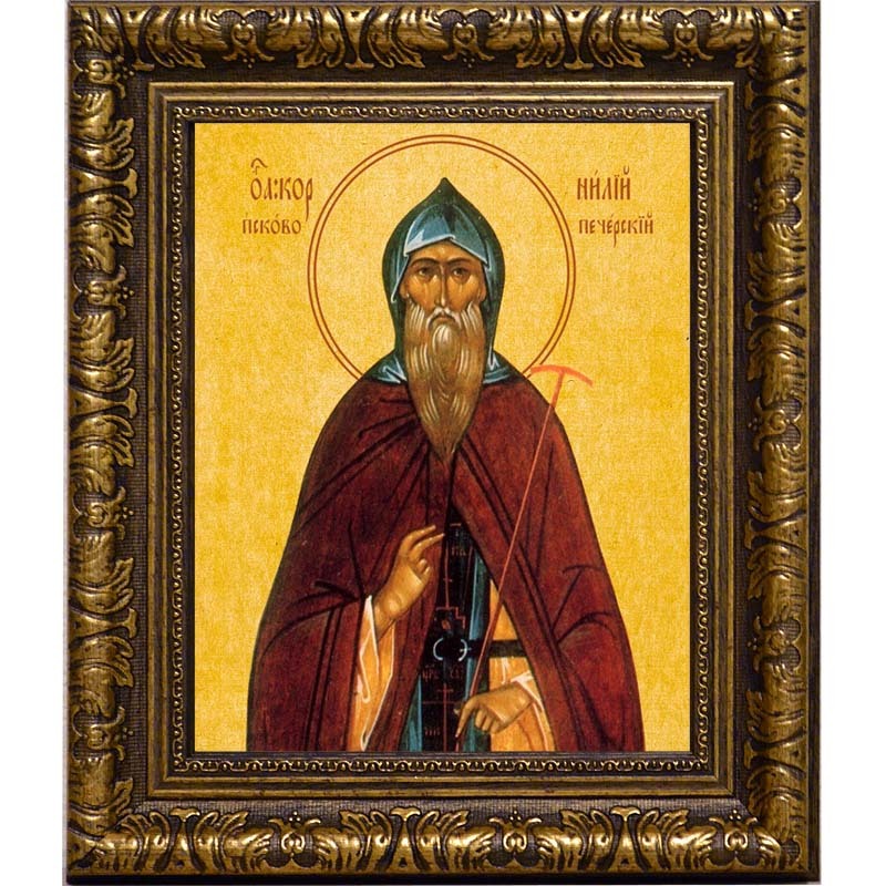 

Корнилий Псково-Печерский Преподобомученик, игумен. Икона на холсте.