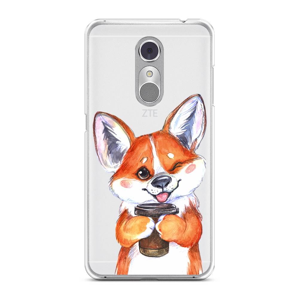 

Чехол на ZTE Blade A910 "Корги с кофе", Оранжевый;белый, 131850-4