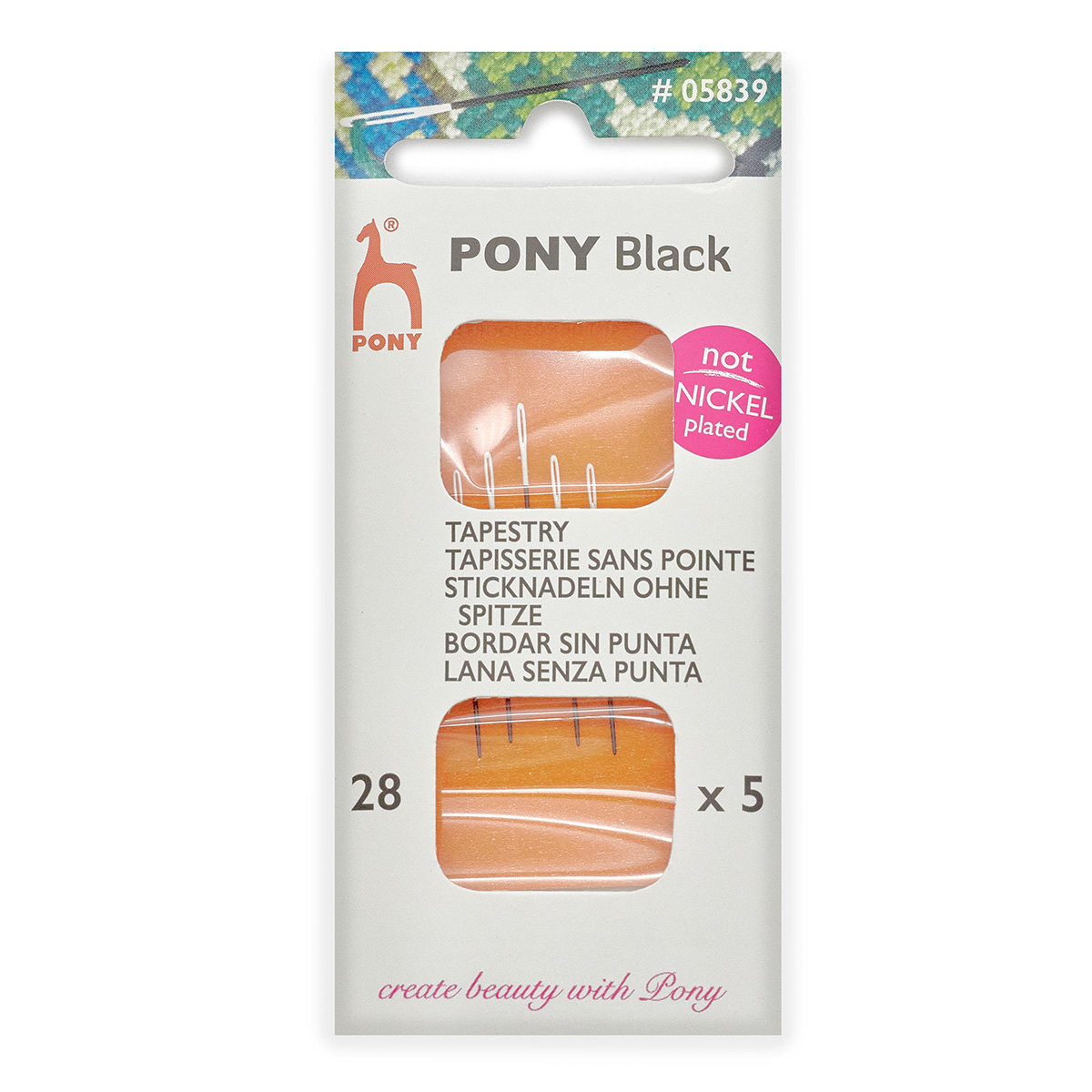 

Иглы для вышивания гобеленовые № 28, ручные, белое ушко, PONY Tapestry BLACK, 05839, 5 шт