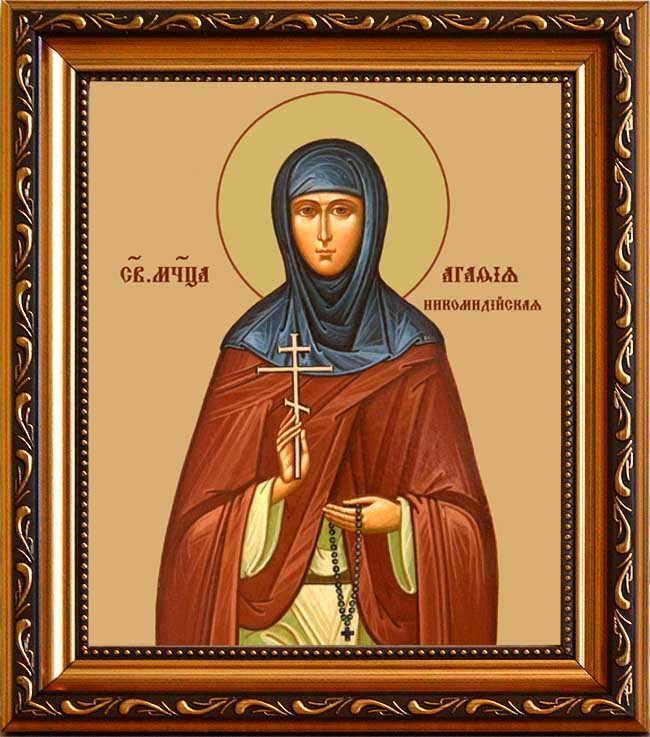

Агафия Никомидийская Преподобномученица, игумения. Икона на холсте.