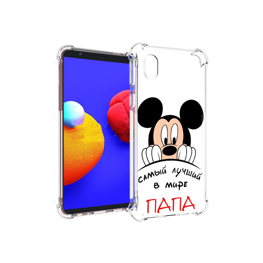 

Чехол MyPads Tocco для Samsung Galaxy A01 Core Самай лучший папа Микки Маус, Прозрачный, Tocco