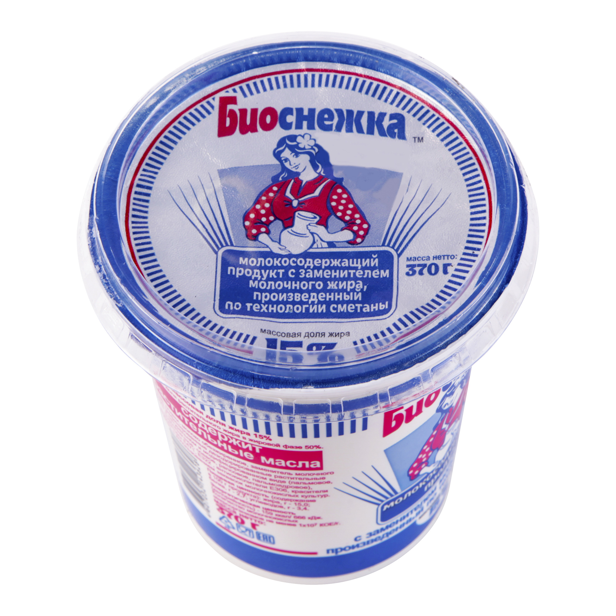

Сметанный продукт Биоснежка 15% СЗМЖ 370 г