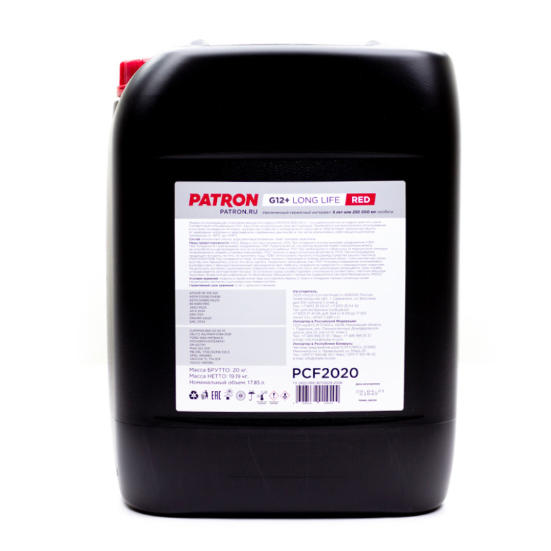 фото Антифриз patron красный g12+ long life, (-40c), 20 кг