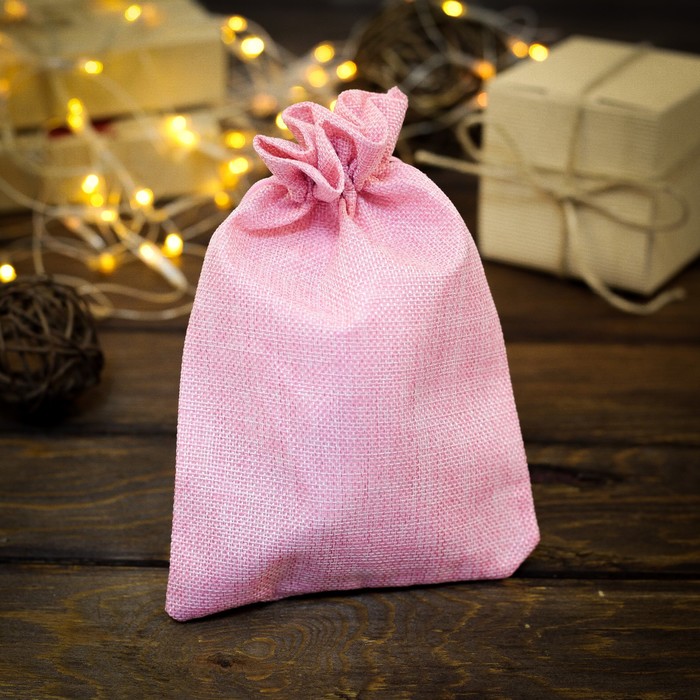 

Мешочек подарочный из холщи, розовый, 15 х 21 см, Подарочный мешочек