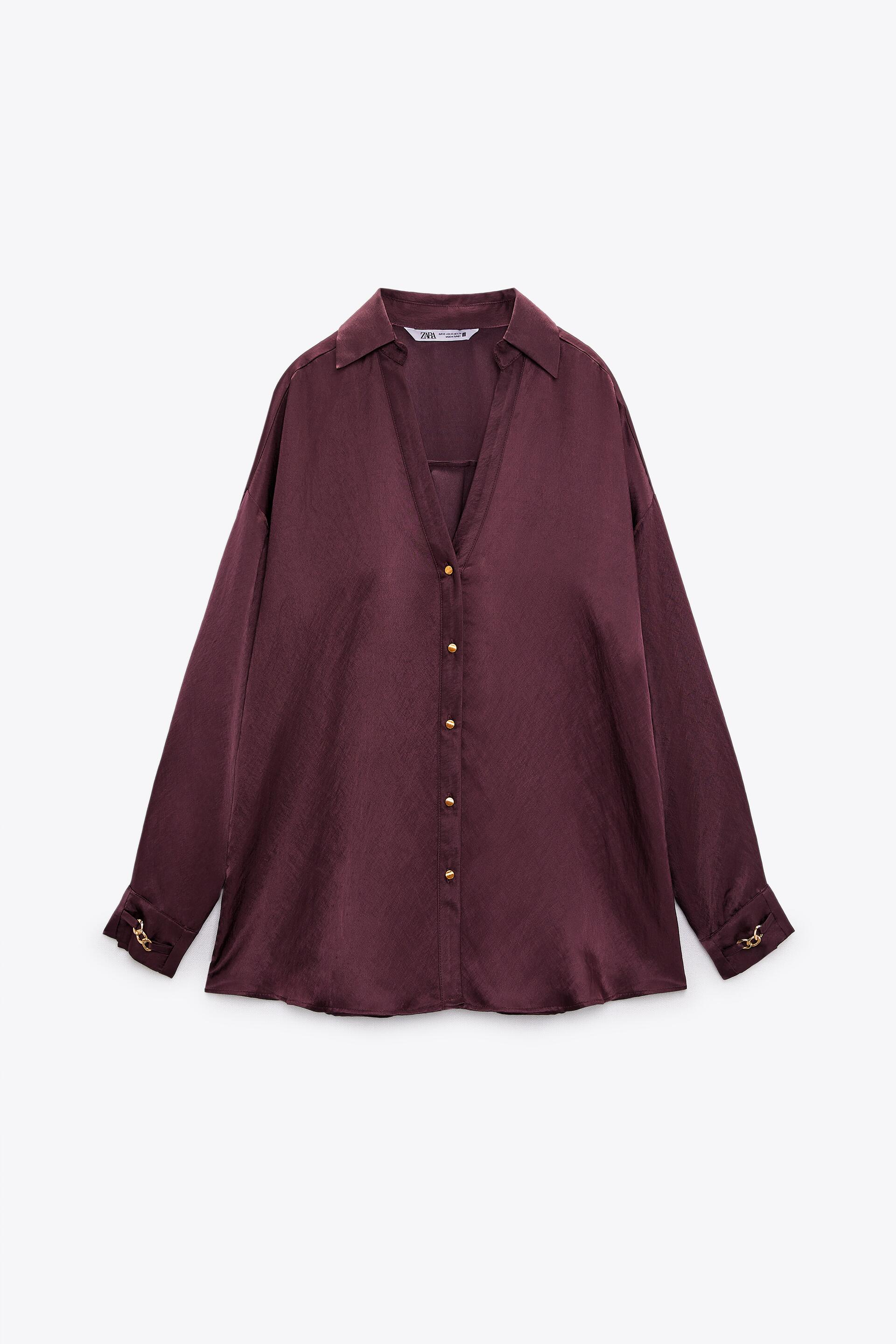 

Рубашка женская ZARA 02298186 бордовая S (доставка из-за рубежа), 02298186