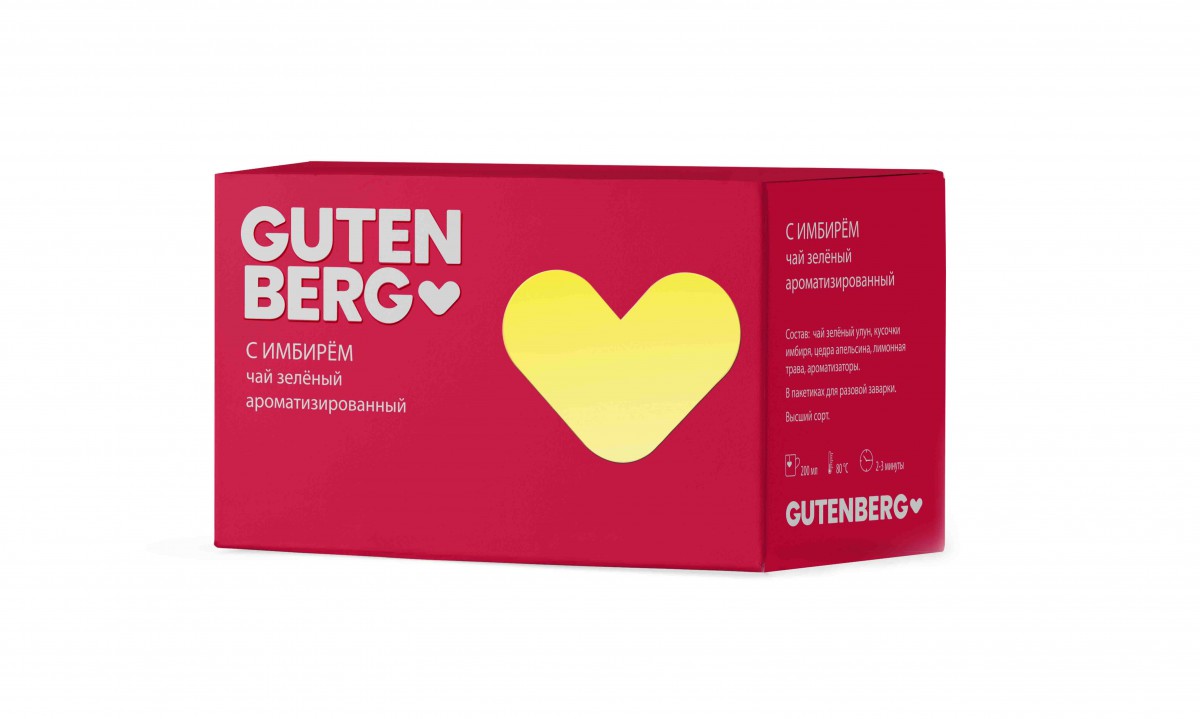 

Чай Gutenberg зелёный пакетированный С имбирём, 25 шт. x 1,7 г