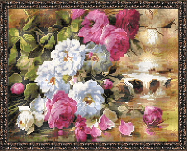 

PaintBoy Алмазная вышивка Розы над водопадом VA218, 40x50 см