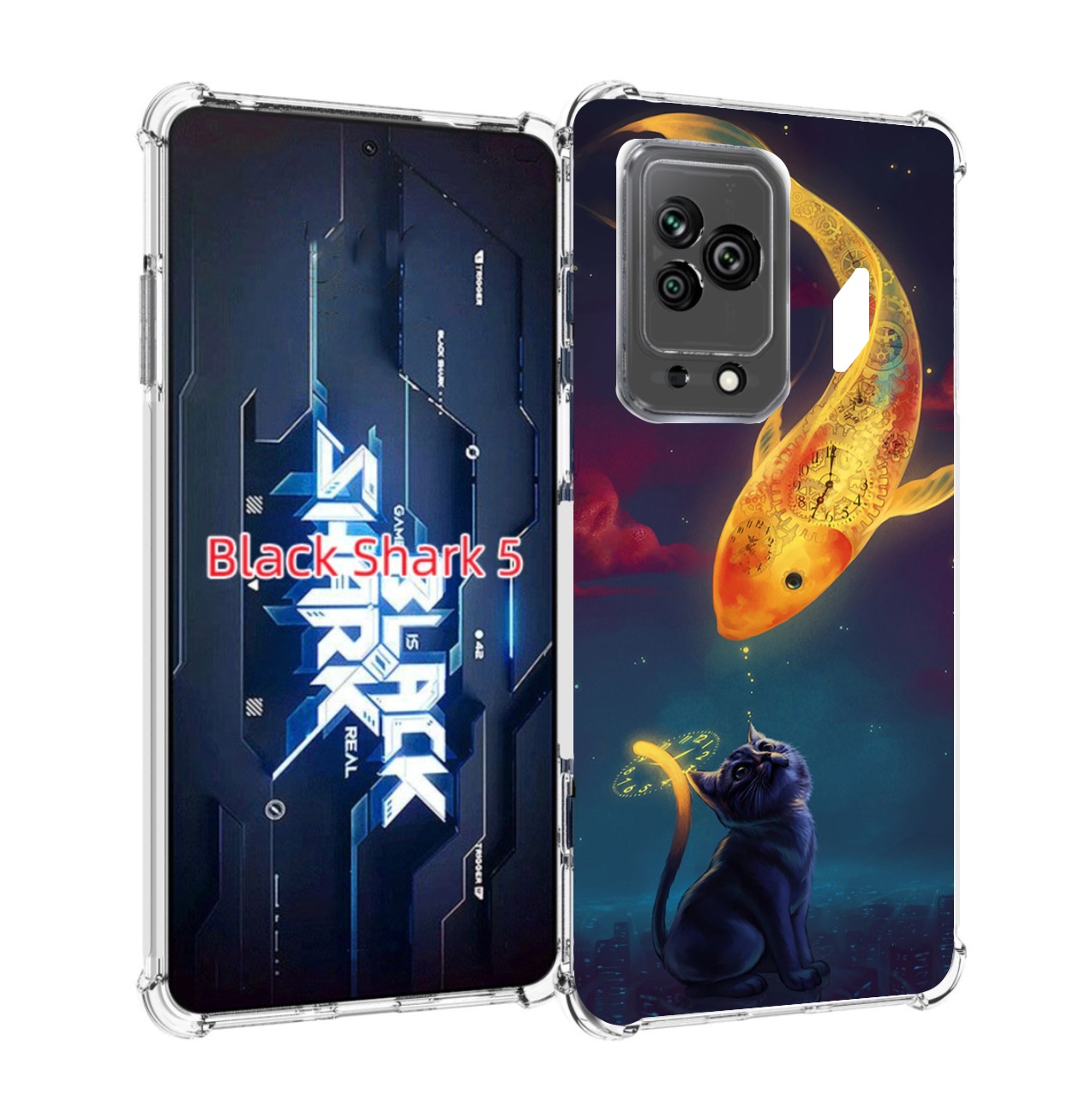 Чехол MyPads золотая-рыбка-часовая для Xiaomi Black Shark 5 Tocco