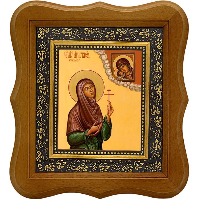 

Анастасия Бобкова, послушница, преподобномученица. Икона на холсте.