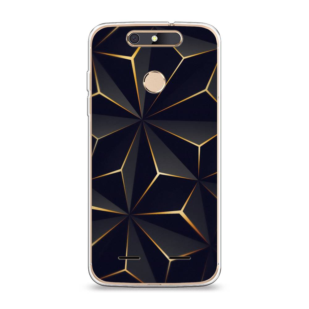 

Чехол на ZTE Blade V8 mini "Черные полигоны", Золотистый;черный, 131950-3
