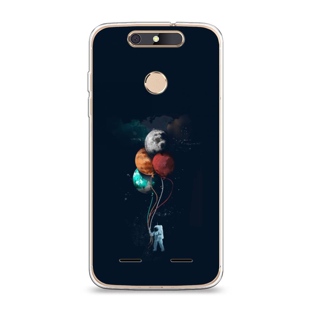 

Чехол на ZTE Blade V8 mini "Космонавт с шариками", Разноцветный, 131950-4